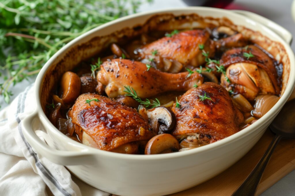 braised chicken legs with mushrooms